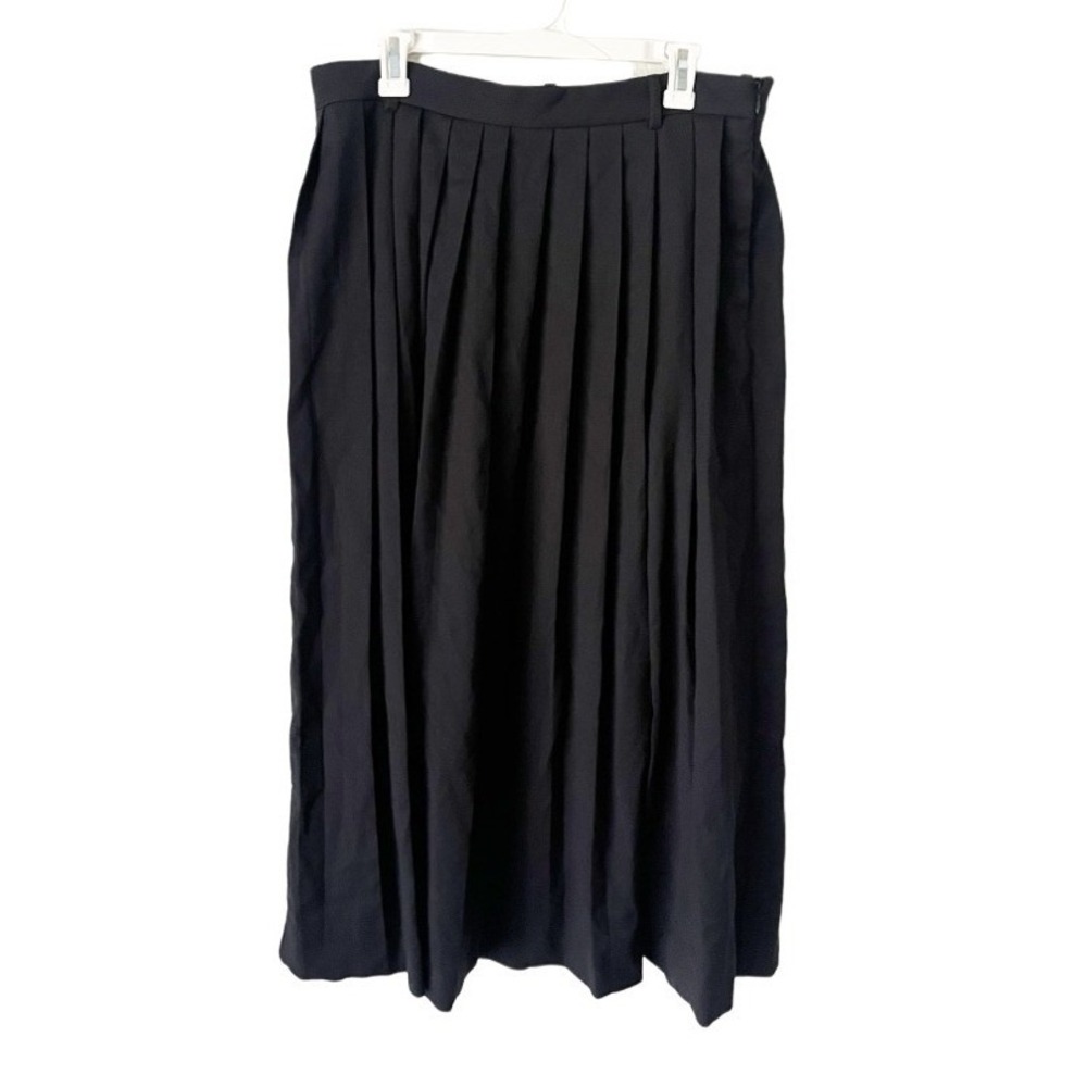 Abercrombie & Fitch Black Pleated High Slit Maxi Skirt Large Grunge Office Siren